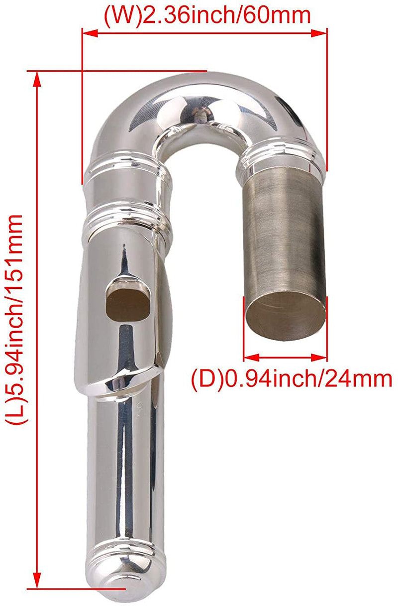 Silver Plated Flute Curved Head Joint Mouthpiece Replacement Woodwind Instrument Accessories