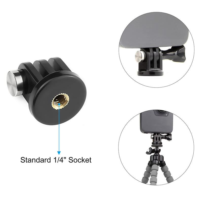 SOONSUN 3PCS Mini Round Tripod Adapter Mount for Gopro Hero 12, 11, 10, 9, 8, 7, 6, 5, 4, 3, 3+, Hero Session, GoPro Max, Mini, Fusion, AKASO, SJCAM, DJI Osmo Action Cameras