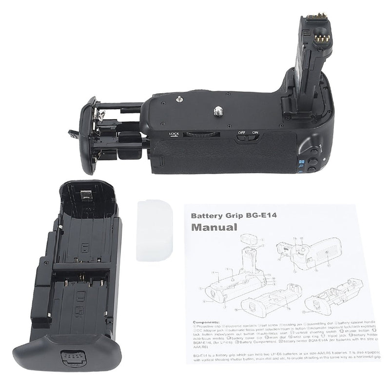 DSTE Pro BG-E14 Vertical Battery Grip Compatible with Canon EOS 70D 80D 90D SLR Digital Camera, Working with LP-E6 LP-E6N (Battery not Included)