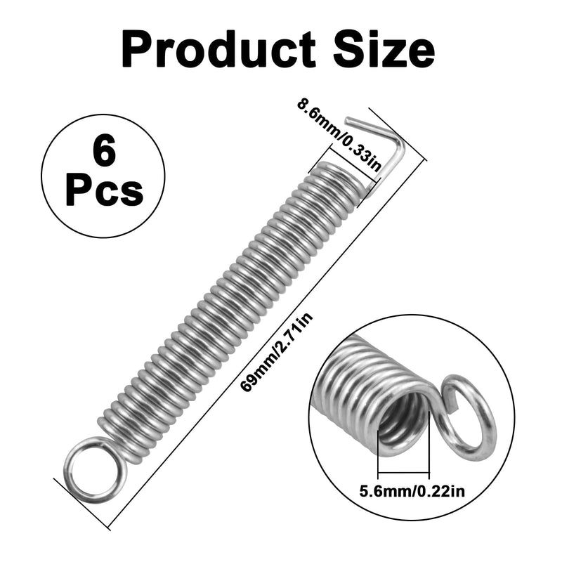 6 Pcs Electric Guitar Tremolo Bridge Springs, Noiseless Metal Guitar Bridge Instruments Accessories Replacement Parts for FR Fender Strat ST Stratocaster (Silver) 6 Pcs