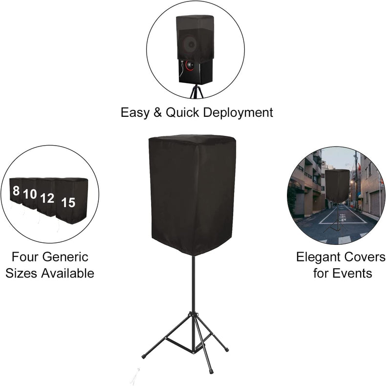 15 Inch Outdoor Speaker Covers for PA/DJ Powered Speaker, Upright Powered Speaker Cover, Protective Cloth Cover Bag for Audio, Sand Proof Dustproof Waterproof Protection Bag, 50 UV Protection 15 Inch