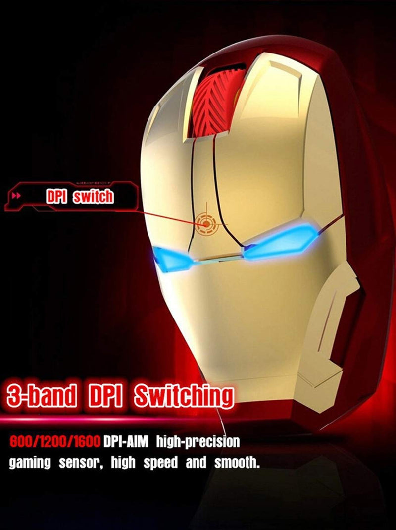 Cool Wireless Mouse 2.4 G Portable Game Optical Mice with USB Receiver for Notebook PC Laptop Computer MacBook + 8G USB Flash Drive Gold