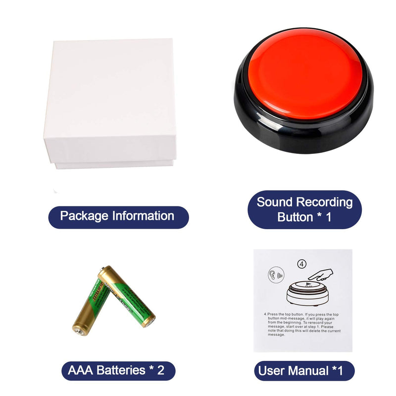 [AUSTRALIA] - Record Talking Button Easy Button Recording Voice Button Funny Office Gift Multifunctional Dog Buttons Talk for Communication-Classroom-Friendly Recordable Sound Buttons Recordable Button Buzzer 