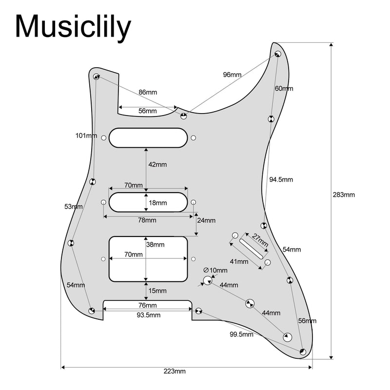 Musiclily Pro 11-Hole Modern Style Strat HSS Pickguard for American Stratocaster Guitar, 4Ply Tortoise Shell