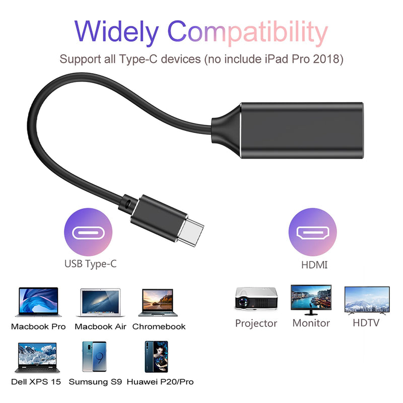 RayCue USB C to HDMI Adapter 4K, USB Type-C to HDMI Adapter [Thunderbolt 3/4 Compatible] with iPhone 15 Pro/Max, MacBook Pro/Air 2023, iPad Pro, iMac, S23, XPS, Surface and More 1 pack Black