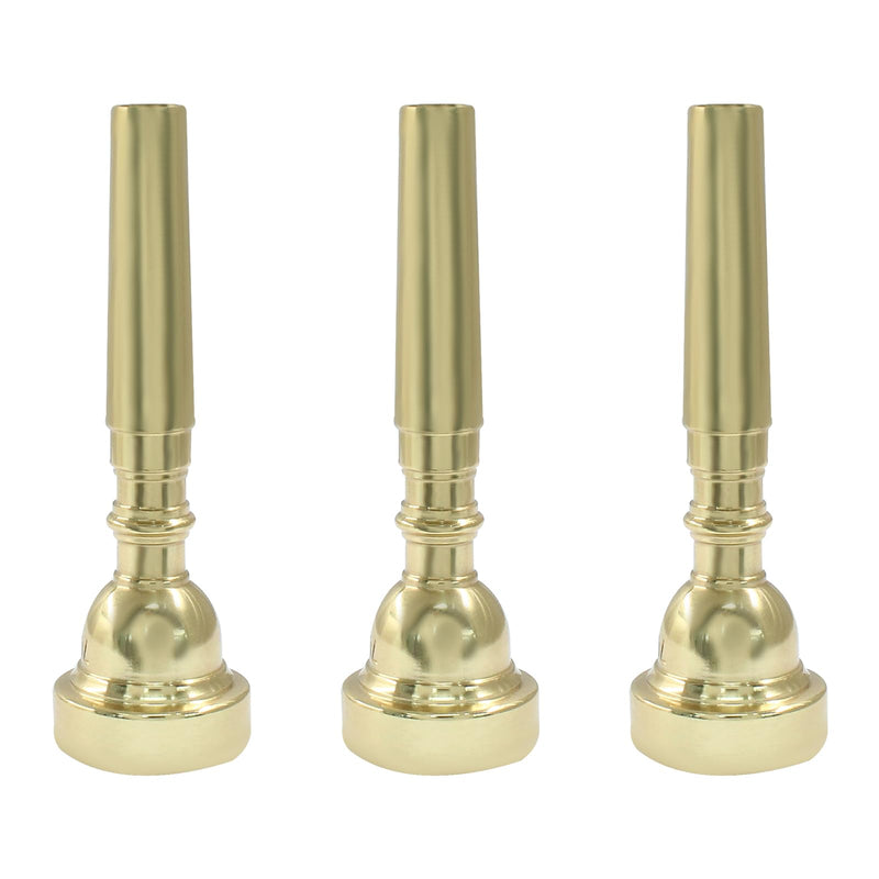 3 Pack Trumpet Mouthpiece, 7C 5C 3C Gold Brass Trumpet Mouthpiece Set Compatible with Yamaha, Cleaning Cloth for Beginners Professional Players