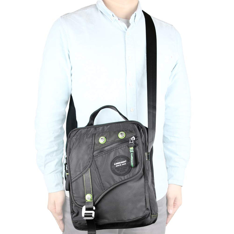 Vertical Messenger Bag, Crossbody Bag, Shoulder Bag Work Satchel for iPad Tablet Kindle Large-black