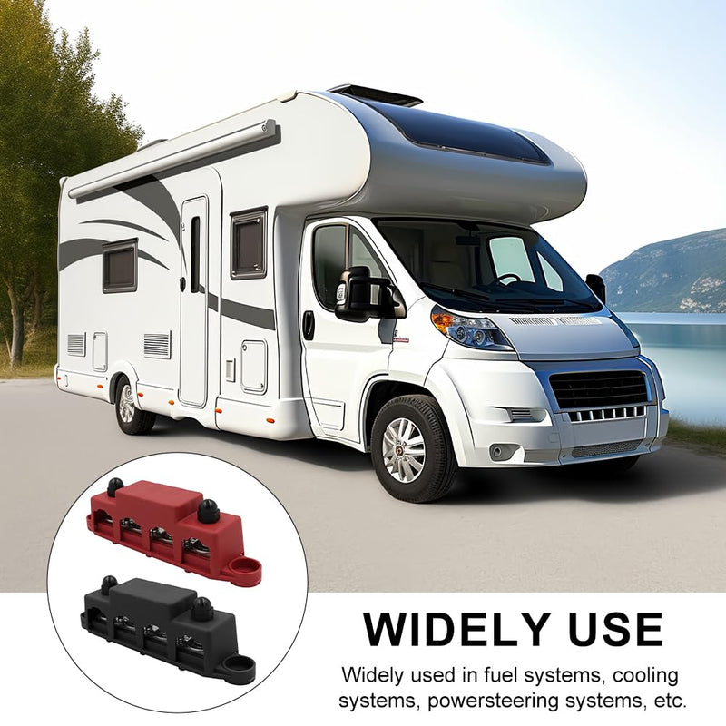 Pack of 2 Busbar 12V-48V DC Busbar Distribution Block 250A Power Distribution Block, Power Distribution Rail with 4 x M8 Bolt Connection for Car Marine Car Trailers Motorhome Boat
