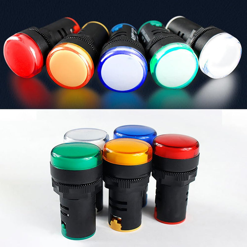 Pack of 3 22 mm LED Indicator Light - AC 220 V LED Indicator Signal Light, Flush Panel Indicator Lights (Green) Green 3stk