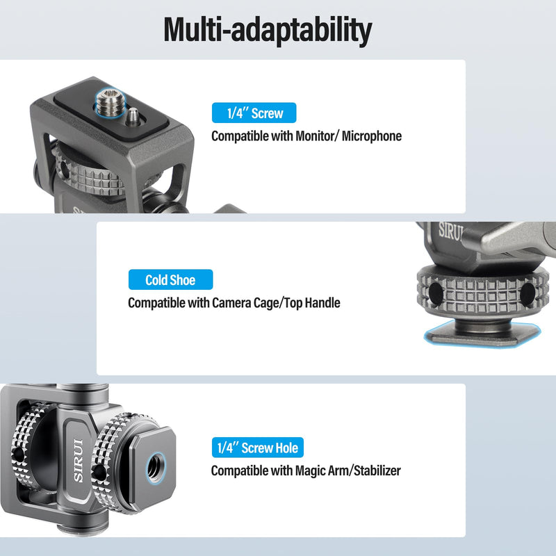 SIRUI Camera Monitor Mount with Cold Shoe, Swivel 360°and Tilt 180°Adjustable DSLR Field Monitor Mount, Compatible with 5" and 7" Monitor, SC-MC Cold Shoe Mount