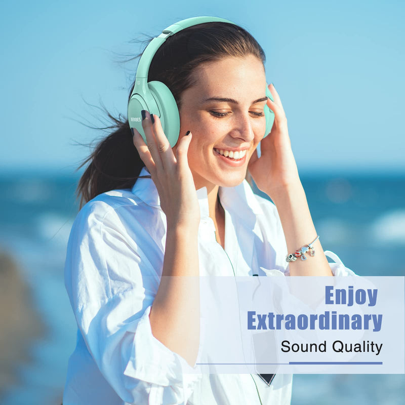 Bluetooth Wireless Headphones Over Ear,BERIBES 65H Playtime and 6 EQ Music Modes with Microphone,HiFi Stereo Foldable Lightweight Headset, Deep Bass for Home Office Cellphone PC Etc.(Green) Green