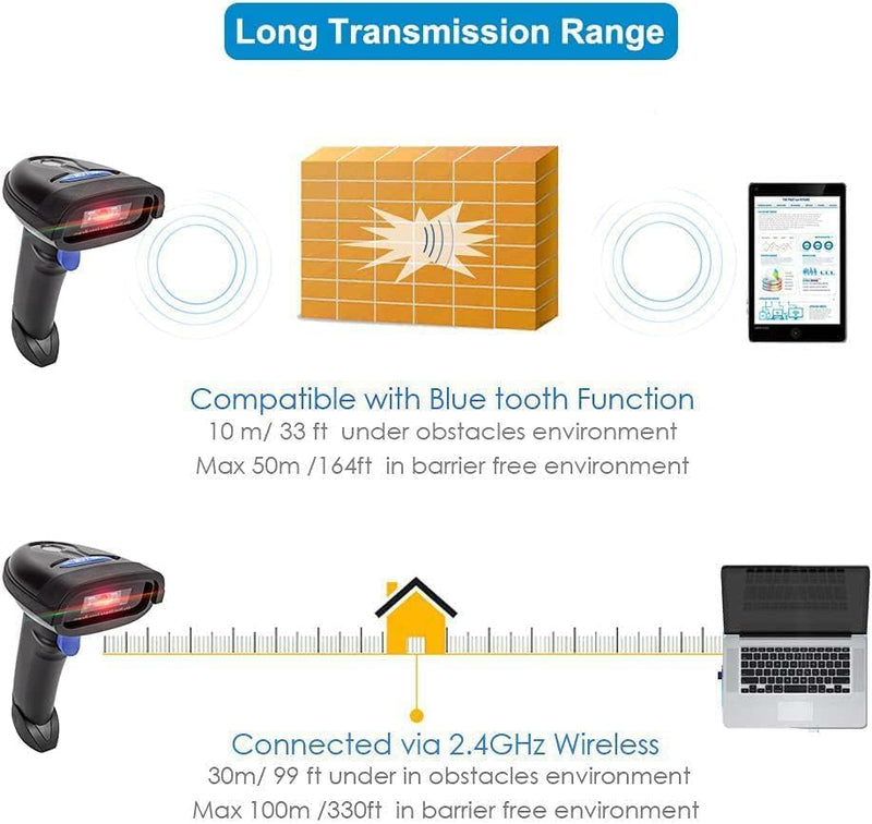 [AUSTRALIA] - NETUM Bluetooth Barcode Scanner, Compatible with 2.4G Wireless & Bluetooth Function & Wired Connection, Connect Smart Phone, Tablet, PC, CCD Bar Code Reader Work with Windows, Mac,Android (NT-1228BC) NT-1228BC 
