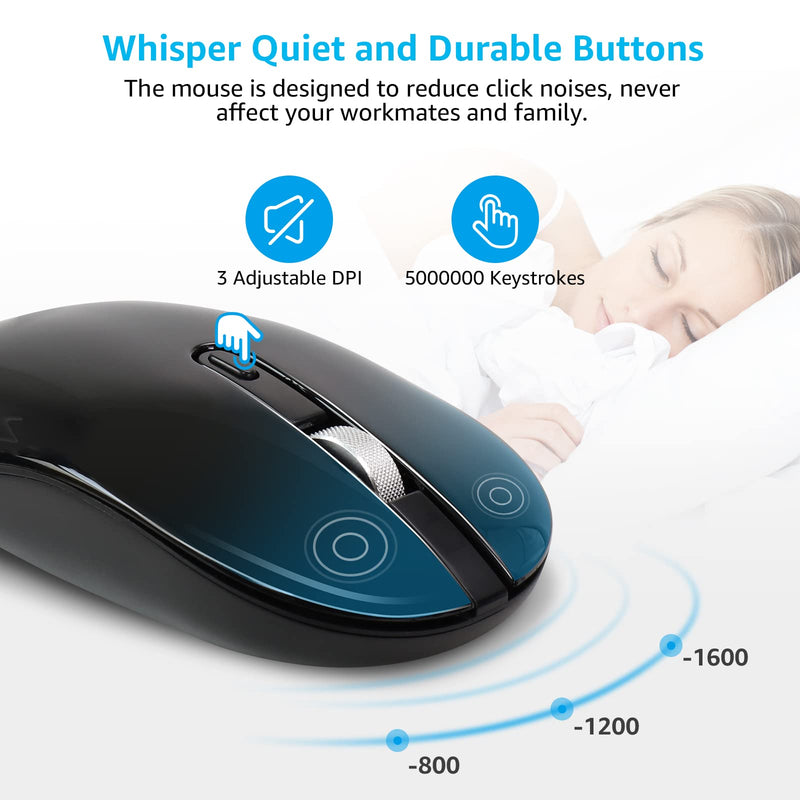 LeadsaiL Wireless Keyboard and Mouse Combo, 2.4G Cordless Mouse and Keyboard Set with Numeric Keypad, Ultra-Slim, Compact, Quiet, for Windows, Mac, Computer, Desktop, PC, Notebook, Laptop Black-Retro Key Cap