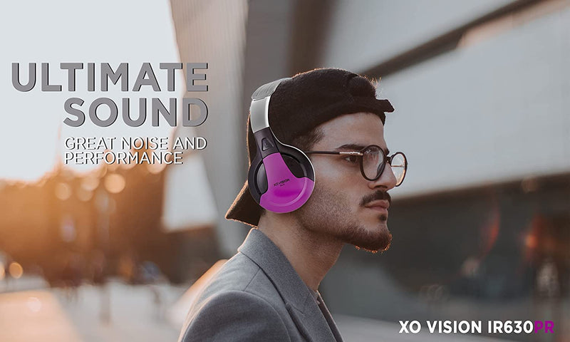 IR630PR Universal IR Wireless Foldable Headphones - Purple Wireless Bluetooth-Enabled Lightweight Portable for iPhone, Car, Kids Wireless Headphones for Universal Car Entertainment System