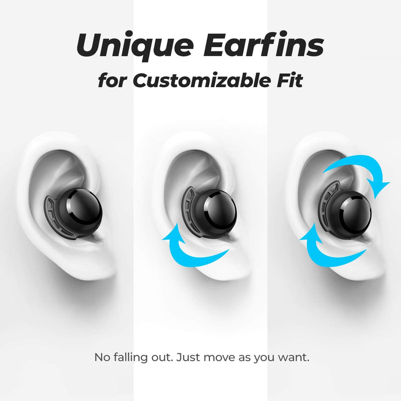 Tribit FlyBuds 3 Wireless Earbuds, 110H Playtime Bluetooth Headphones | IPX8 Waterproof, BT5.3, Deep Bass Sound Earphones, Custom EQ, Charging Case, Light Weight in-Ear Buds, Built-in Mic, Black Small