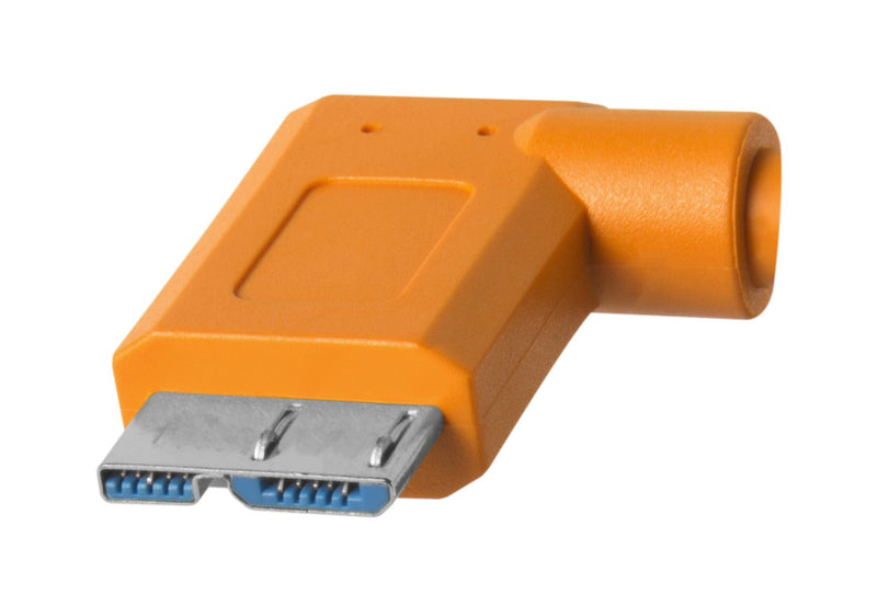 Tether Tools TetherPro USB-C to 3.0 Micro-B Right Angle Cable, 15', Orange Single Item