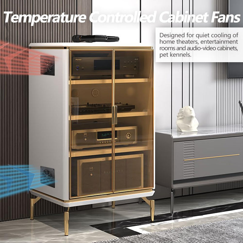 120mm USB Quiet Cabinets Cooling Fan System 6" with 0-60℃ Adjustable Thermostat Control, for Home Theater AV Cabinets,Plant House, pet Kennel Thermostat(0-60℃)+1pcs 120mm FAN