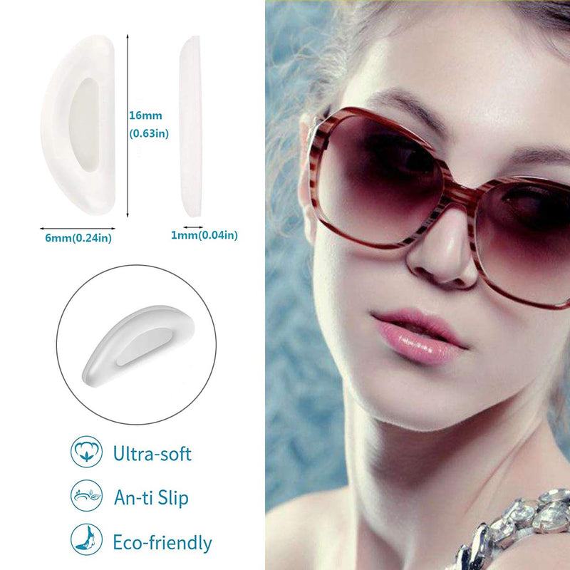 Eyeglass Nose Pads, Adhesive Anti-Slip Nose Pads, Soft Silicone Nose Pad Cushion for Glasses, Eyeglasses, Sunglasses, 12 Pairs(Clear) Clear