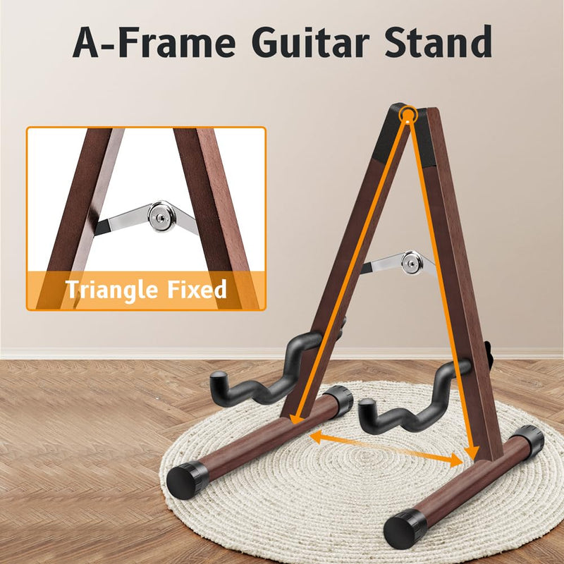 [AUSTRALIA] - Wood Guitar Stand, Acoustic Electric Wooden Guitar Floor Stand A-Frame Folding Guitar Stand for Bass, Mandolin, Banjo (Natural-High-Grade Solid Wood) Natural-High-Grade Solid Wood 