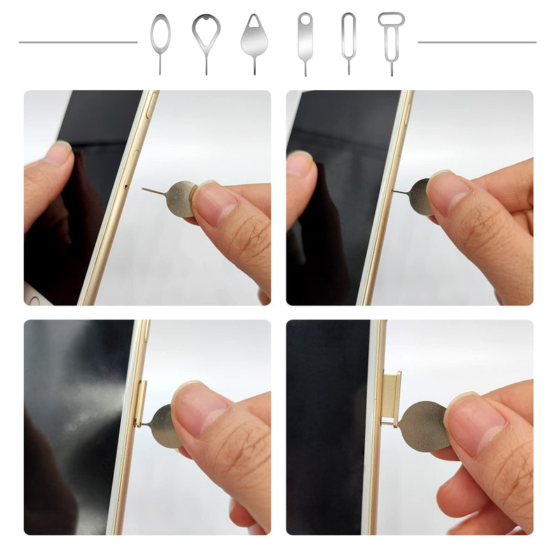 6pcs SIM Card Removal Tool Card Tray Eject Pins Needle Opener Ejector Needle Pin Remover for Smart Phones Samsung Galaxy LG Huawei Google HTC iPhone iPods iPad Tablets