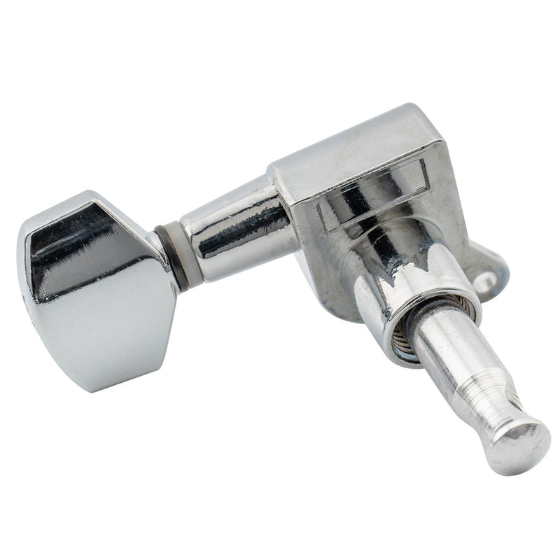 Musiclily 6-in-line Sealed Electric Guitar String Tuning Pegs Keys Machine Head Tuners Set Right Hand for Fender Stratocaster Telecaster Guitar, Chrome Small Button Chrome