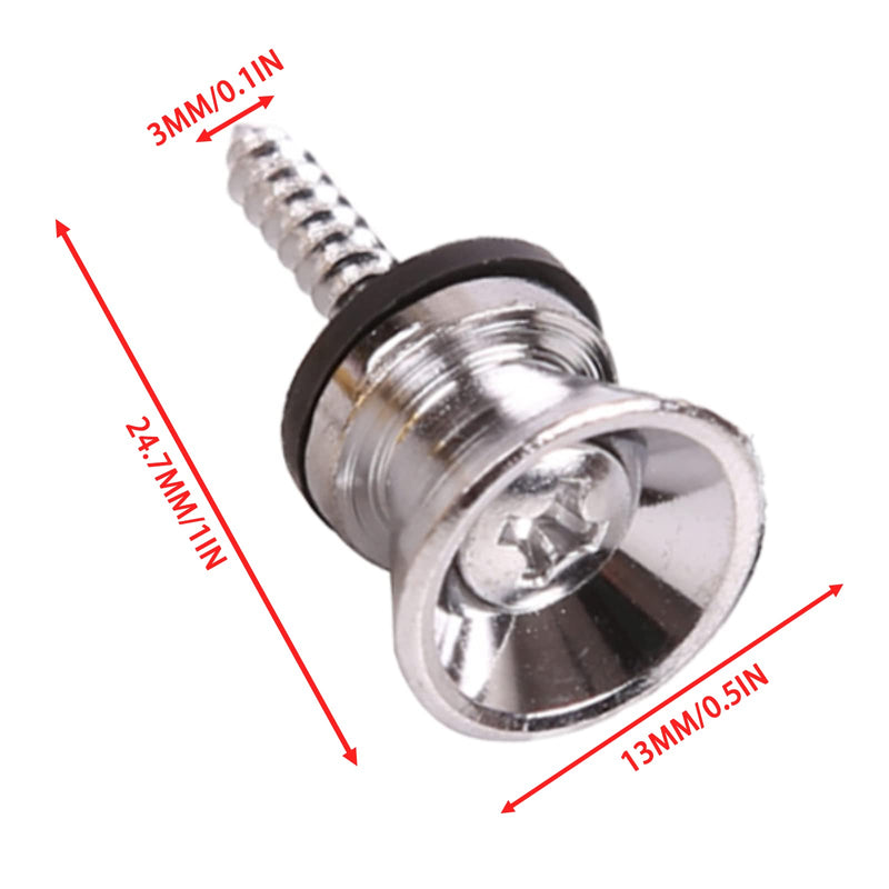 12Pcs Guitar Strap Locks Set, Metal Guitar Strap Buttons Lock, Chrome Guitar Straps Lock for Acoustic, Ukulele, Martin, Banjo, Electric And Bass Guitars Silver