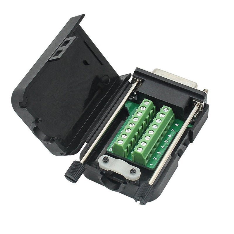 DB15 Breakout Connector Female Adapter 15-pin Port Adapter to Terminal Connector Signal Module with case(Female Connector, Screw with case) Female Connector, Long bolts With case