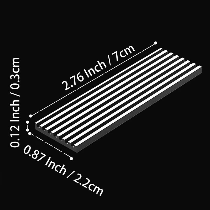 GLOTRENDS M.2 Heatsink for 2280 M.2 SSD, Fit for PC/PS5/PS5 Slim Installation, 22x70x3mm Aluminum Body, Including Thermal Pad (2 Packs)