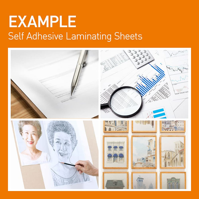 [VIOLETTO] 20 Sheets - Self Adhesive Laminating Sheets for Ultimate Protection. No Machines Needed, 4 Mil Thickness, 8.5 x 11 Inches. Effortless, Durable & Perfect for Documents & Photos.