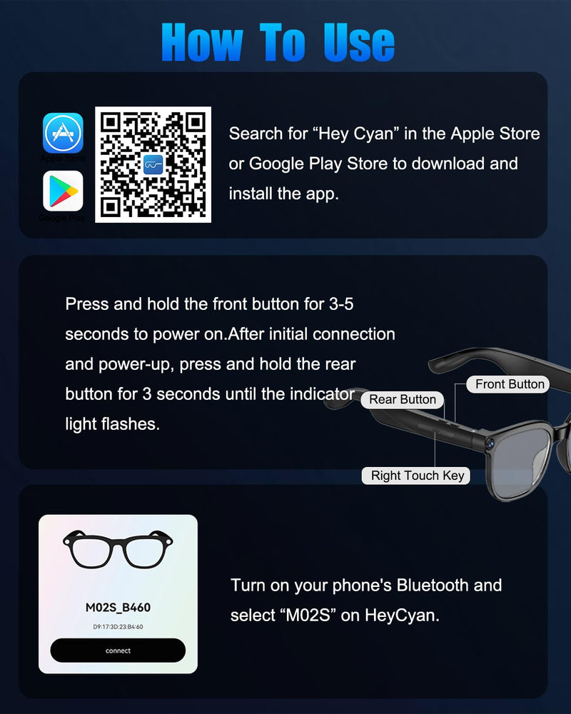 800W Ai Smart Glasses with Camera 1080P HD Video Recording, AI Translator for 160 Languages, GPT Object Recognition, Bluetooth Audio, Photochromic Lenses, 290mAh Long Battery for Travel Sports M08
