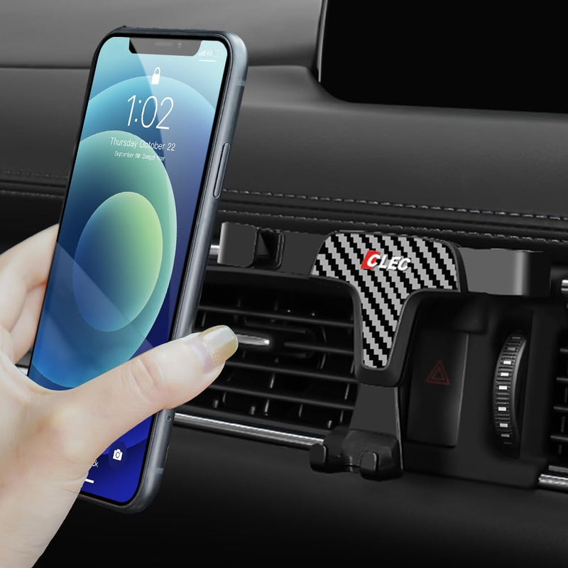 BEERTE Car Phone Holder fit for Mazda CX-5 2017-2026 Adjustable Air Vent Car Dashboard Cell Phone Mount Carbon Fiber Pattern CX5 Gravity Phone Mount fit for Any inches Smartphone