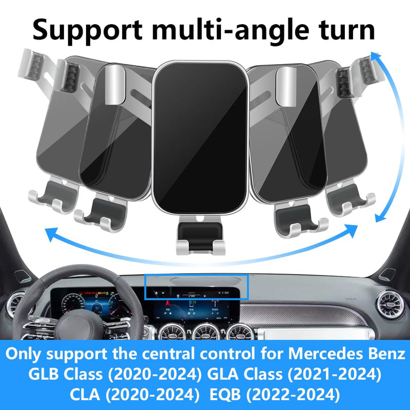 LUNQIN Car Phone Holder for Mercedes Benz CLA 2020-2025 and GLA 2021-2026 and GLB 2020-2026 and EQB 2022-2025 Auto Interior Accessories Best Cell Phones Mount Cellphone GPS Mobile Cradle Screen Stand
