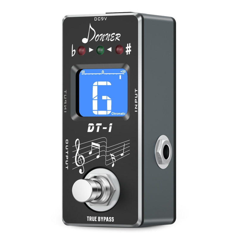 Donner Tuner Pedal, Dt-1 Chromatic Guitar Tuner Pedal with Pitch Indicator for Electric Guitar and Bass True Bypass Black Tuner