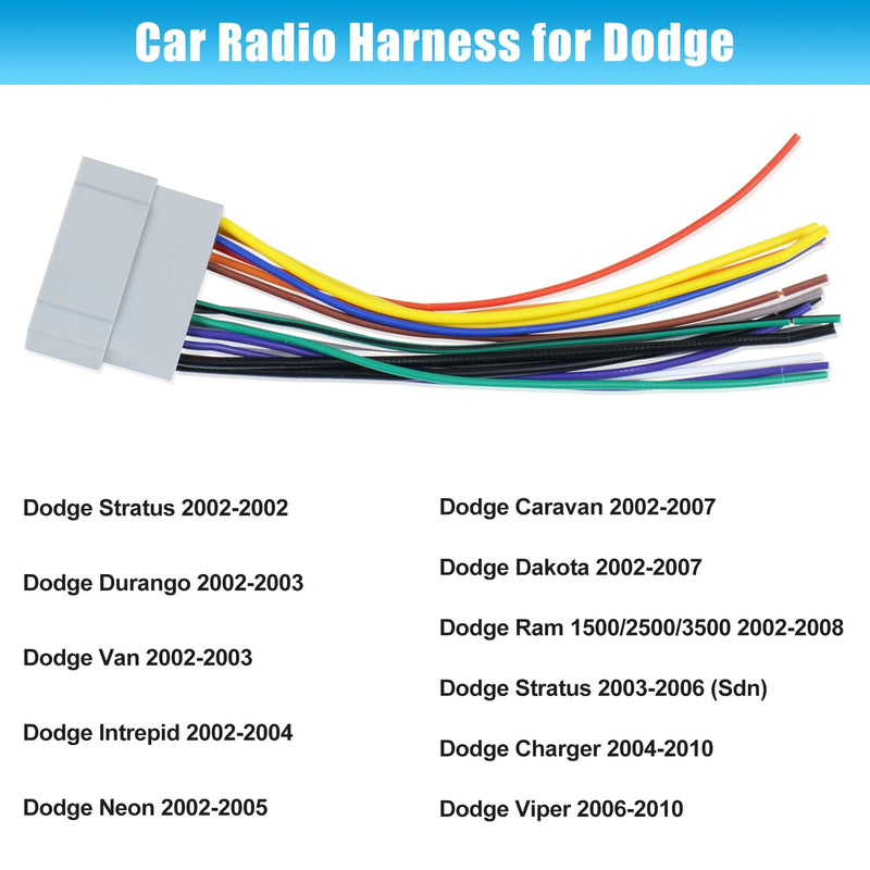 [AUSTRALIA] - Car Radio Wiring Harness Adapter Connector Replacement for 2002-2007 Dodge Ram,2003-2007 Jeep,2000-2007 Chrysler Radio Stereo Audio Video Wire Cable for Jeep/Dodge/Chrysler-02 