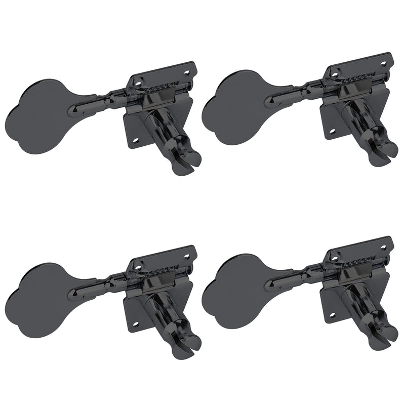 4R Machine Head Bass Tuning Pegs, 4-in-Line Open Gear Tuning Keys, Right Hand, for Jazz & Precision Bass Replacement, Black