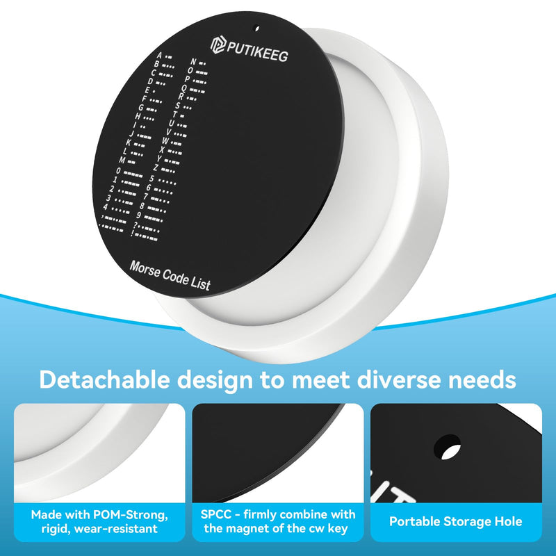 PUTIKEEG Morse Code Round Table Key morse code List Learning Shortwave Radio (White) White