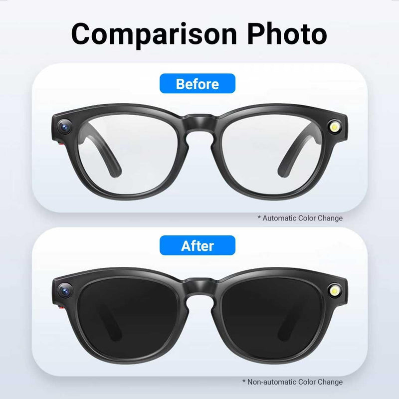 8MP Camera Glasses for Men and Women & Replacement Sunglasses Lenses, HD 1200P 4K Video Recording | Real-Time Translation & Object Analysis
