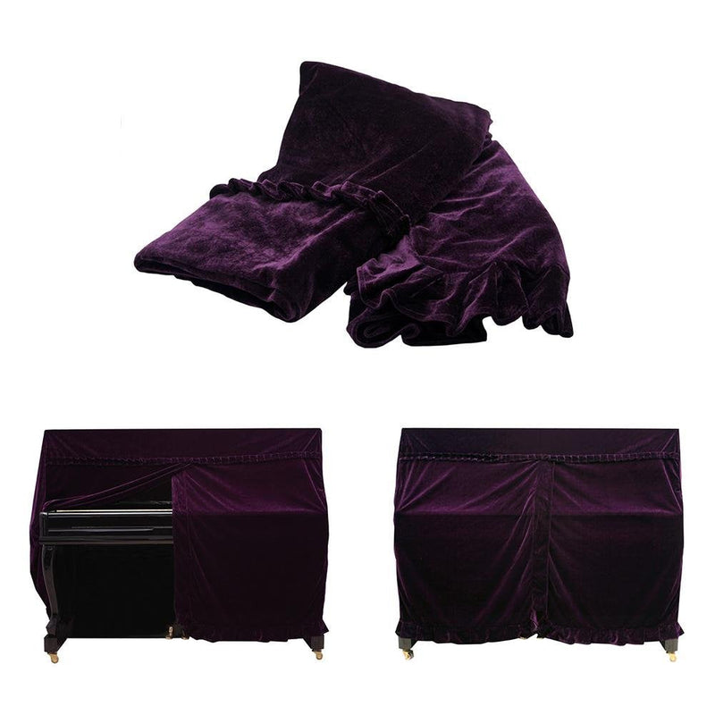 Upright Piano Cover, Colorfast Pleuche Full Piano Dust Proof Decorated Cover(Purple)