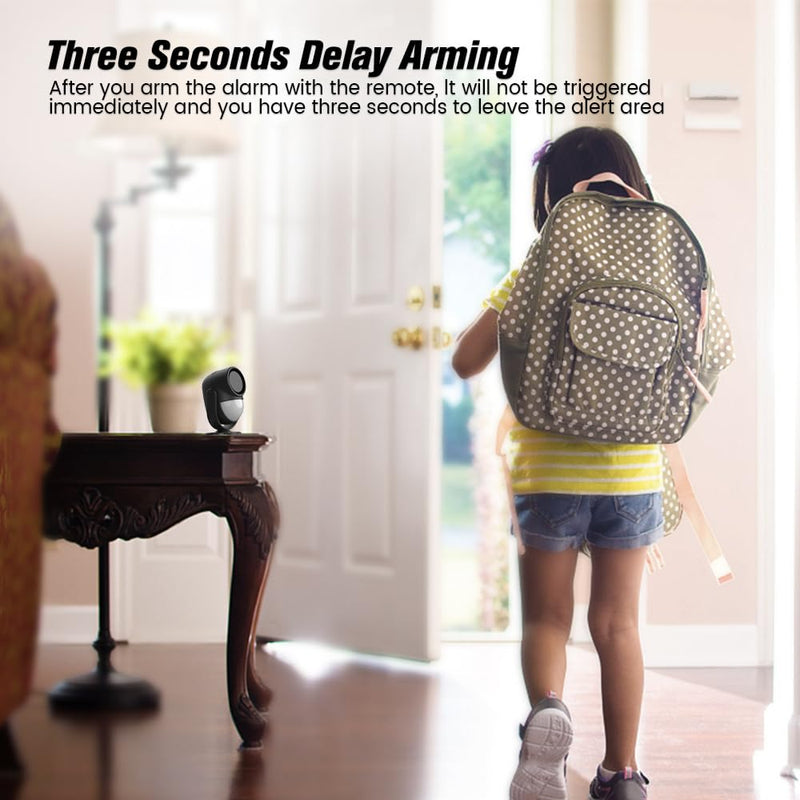 125dB Loud Motion Sensor Alarm with 328ft Remote Control(40ft PIR Detector, 3*AA Batteries), Indoor Wireless Infrared Security Motion Detector with Siren for Home/Shed/Garage (Black) Black