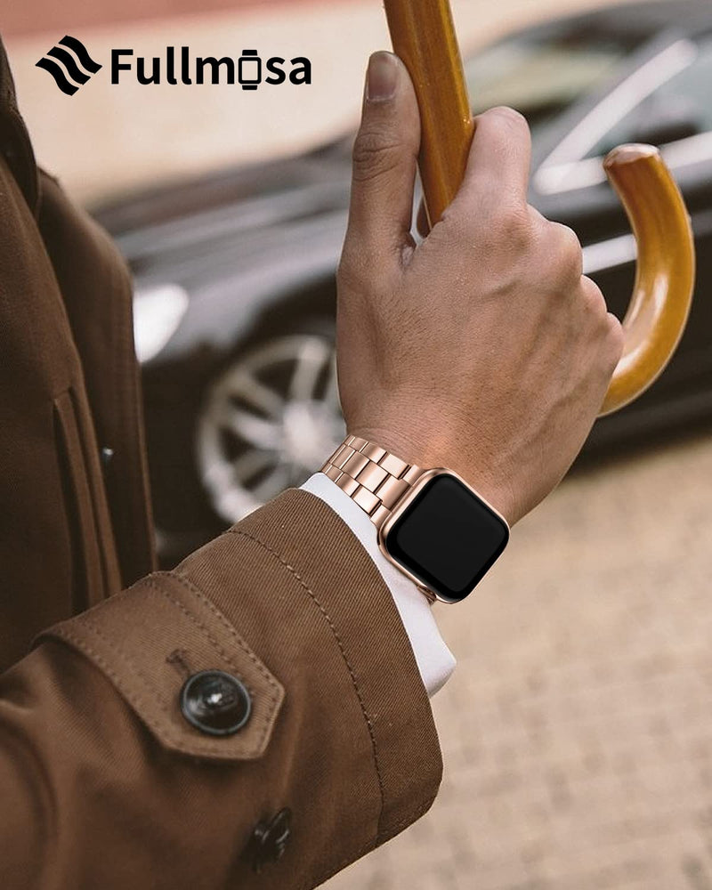 Fullmosa No-Tool Needed Band Compatible Apple Watch Band with Case 41mm 40mm 38mm Silver & Rose Gold