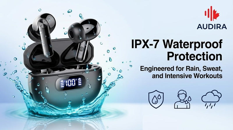 Wireless Earbuds, Bluetooth 6.0, Wireless Headphones, LED Digital Battery Display, IPX7 Waterproof in Ear Headphones, 56-Hour Playtime, 200 Hr Standby,Type-C Charging, Smart Touch Controls. (Black) Black