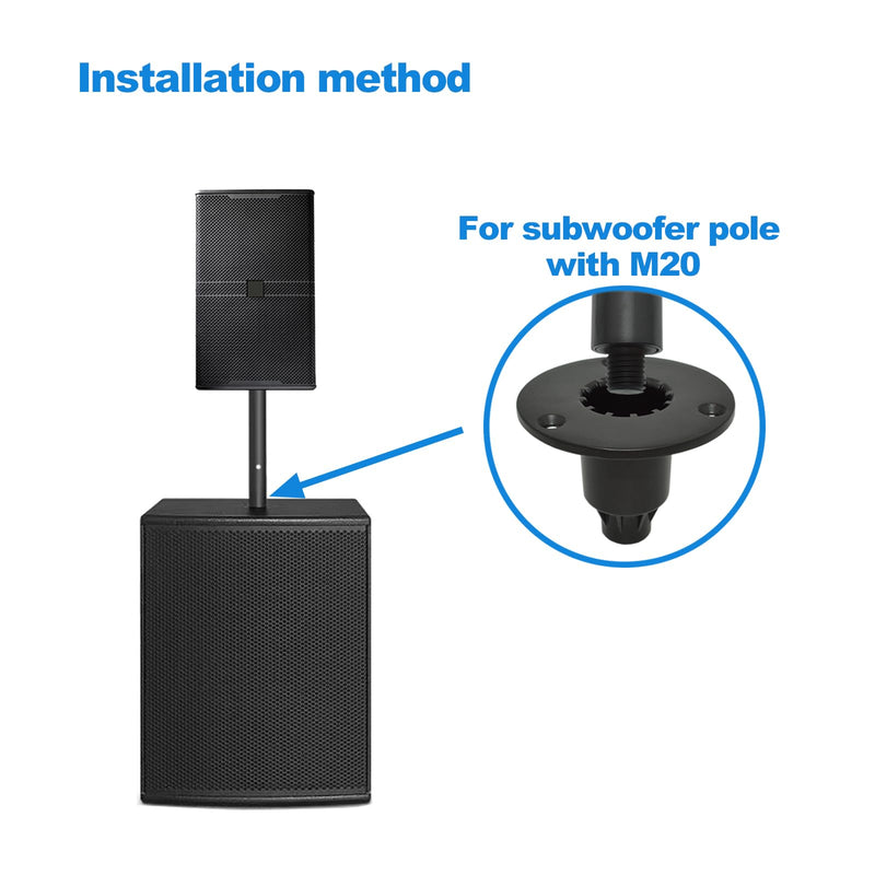 Speaker Mount Adapter with M20 Threading,4.02"x3",Metal Speaker Stand Top Hat with M20 Threading, 102X75mm (2 Packs Black) 102X75+M20