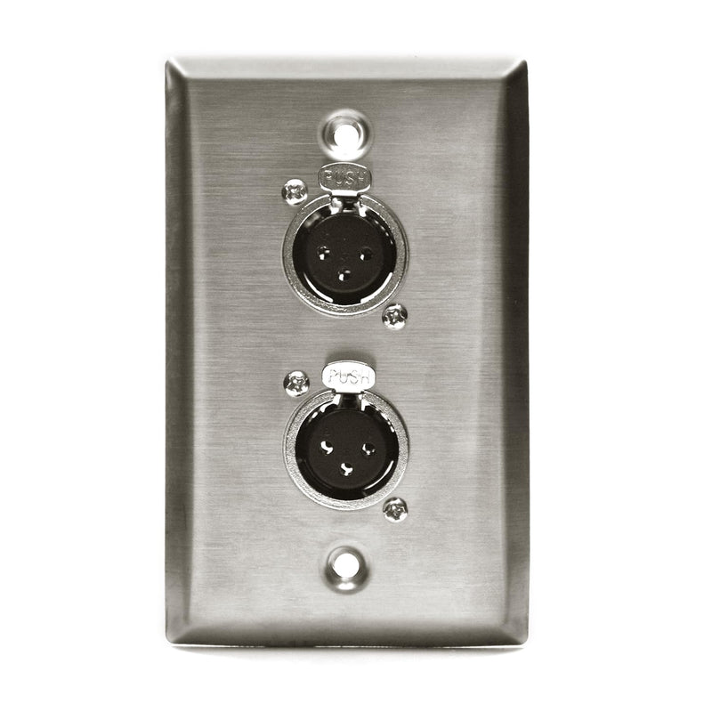 Dual XLR Plugs and Plates Audio Speakers Dual XLR Female Connectors Stainless Steel Wall Plate (2pack) Silver Dual XLR Female Plate(V)