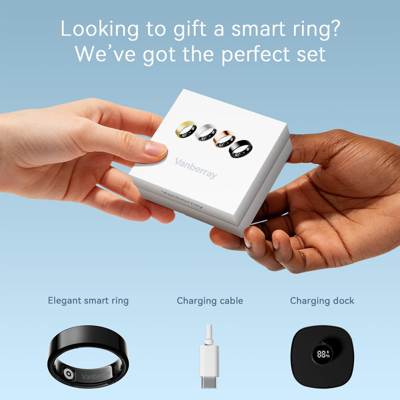 2026 Smart Ring For Women & Men, Sleep Health Fitness Tracker, No APP Fee | Track Sleep, Heart Rate, Blood Oxygen and Stress with Lightweight Smart Ring, 5-7 Days Battery Life, iOS & Android Compatible Black 12 Metallic