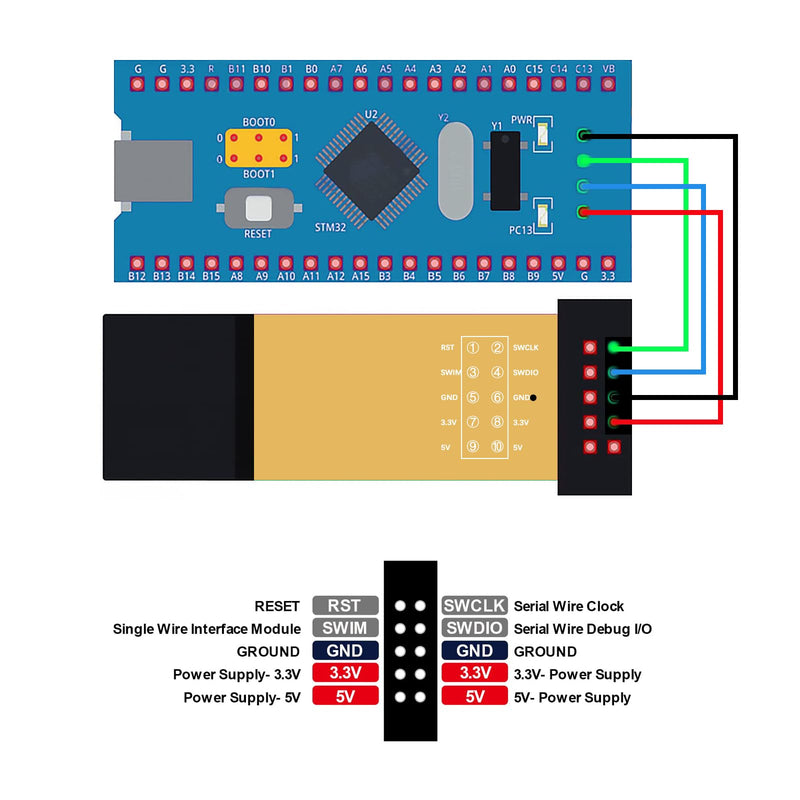 ST-Link V2 Programming Binghe ST Link V2 Emulator ST-Link Downloader Mini Debugger Programming with Dupont Wires ST-Link Emulator Downloader for 8/32 Bit Microcontroller