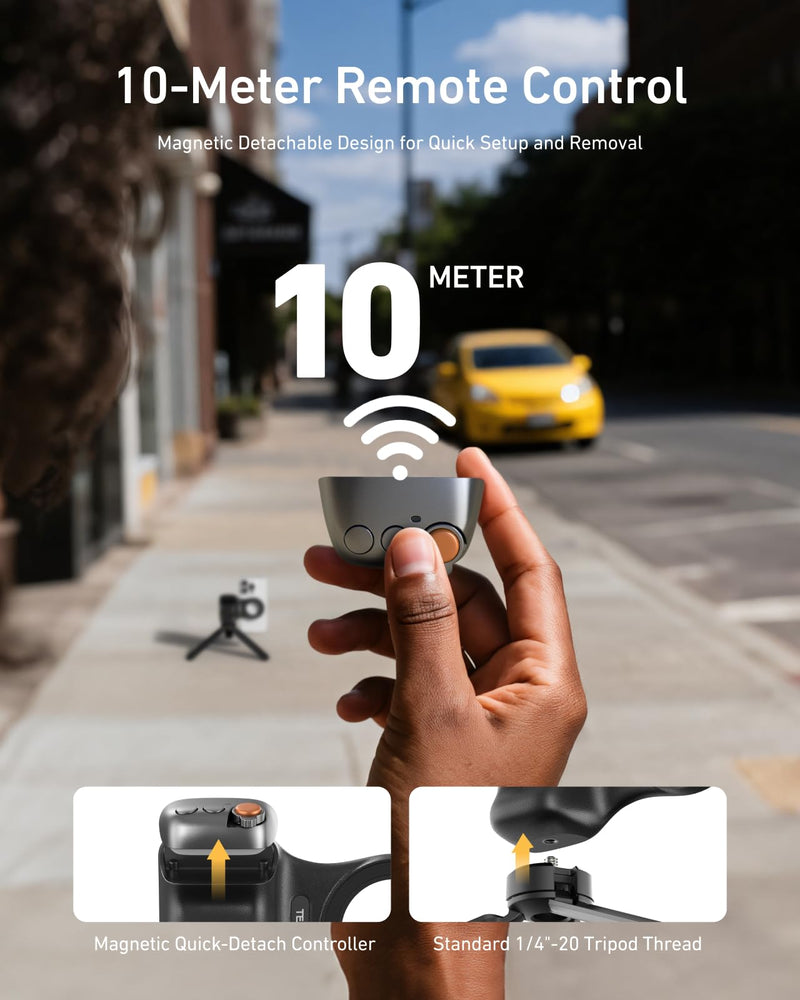 [AUSTRALIA] - TELESIN Fun Shot Magnetic Phone Camera DSLR Style Shutter Grip for Magsafe iPhone & Android with Detachable Wireless Shutter Button - Official Grip -Comfort Ergonomic Phone Grip Handle Holder(B) Black 