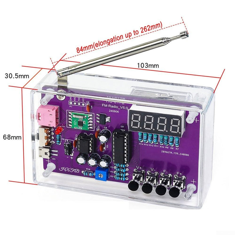 FM Radio Kit Soldering Practice Kits DIY Electronics Soldering Kit Radio Module Receiver Kit 87-108MHz (with Case) With Case