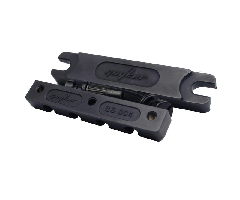 Guyker 4 String High Mass Bass Bridge with Zinc Alloy Saddles Replacement for Electric Jazz Bass P Bass Precision Bass (BS004 Black)