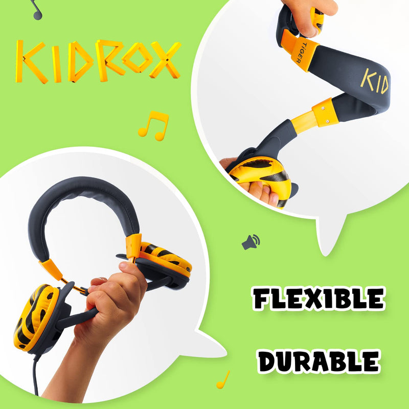 Kidrox Save Up to 19% on Toddler Headphones for 2 + Year Old – Kids Headphones Wired for School, Infant Headphones for Girls, Headphones for Boys Black & Orange Set
