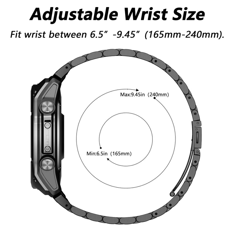 20mm Metal Watch Band Compatible With Fenix 8 AMOLED 43mm/Fenix 7S/6S/7S pro/6S pro/5S/5S Plus,Stainless Steel Quickfit Strap for Descent Mk3 Mk3i 43mm/epix Pro Approach S70 42MM/Descent Mk2s Black Gold